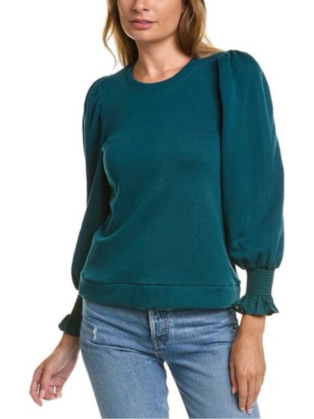 Nation LTD Cecile Puff Sleeve Sweatshirt Size XS Green